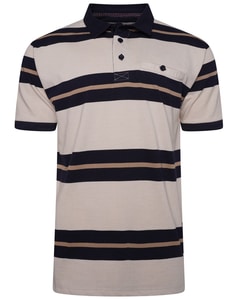 KAM Striped Rugby Polo Stone